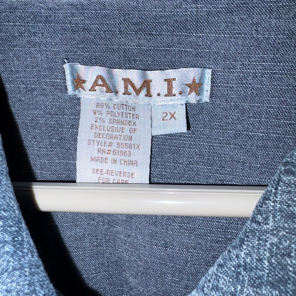 Ami Dark Blue Embroidered Denim Jacket - Picture 2 of 7